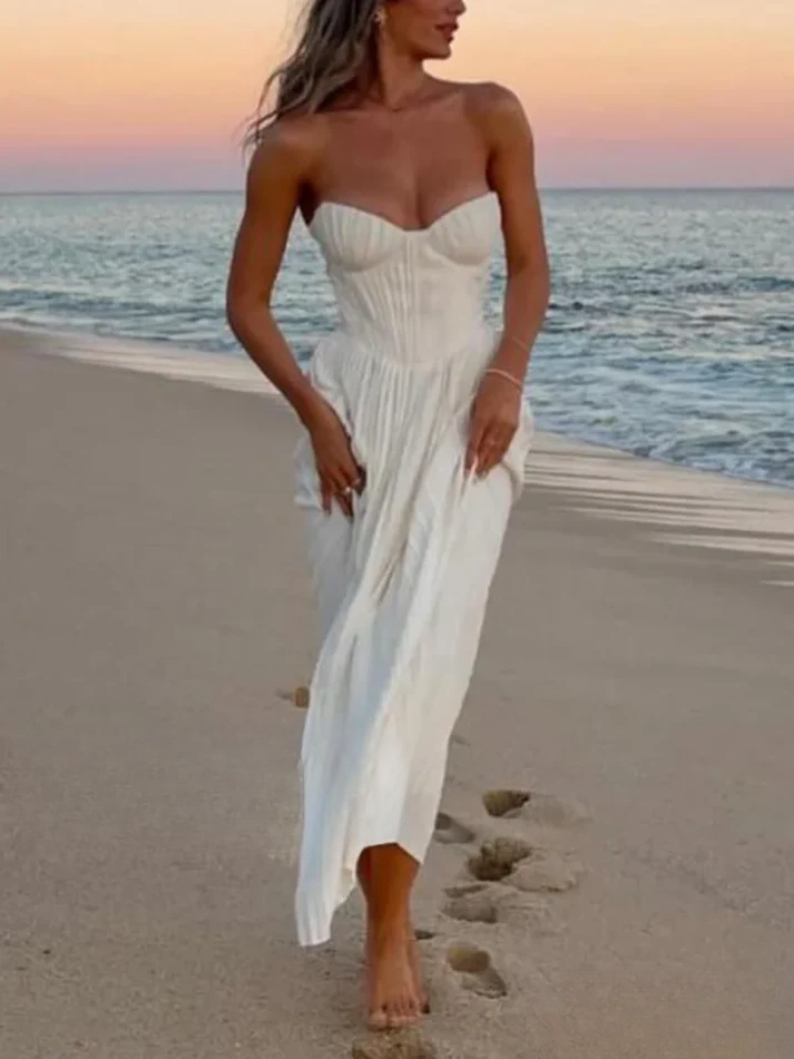 LILLIAN – SUNSET GODDESS PLEATED MAXI DRESS