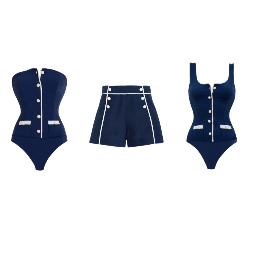 Color Block One Piece Swimsuit and Shorts